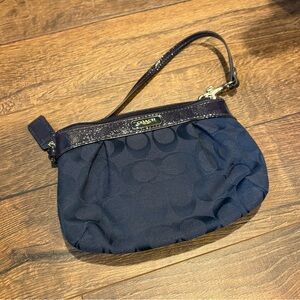 Coach Midnight Blue Signature Wristlet